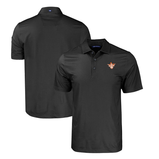 Men's Cutter & Buck Black Texas Longhorns Big & Tall Pike Eco Tonal Geo Print Stretch Recycled Polo