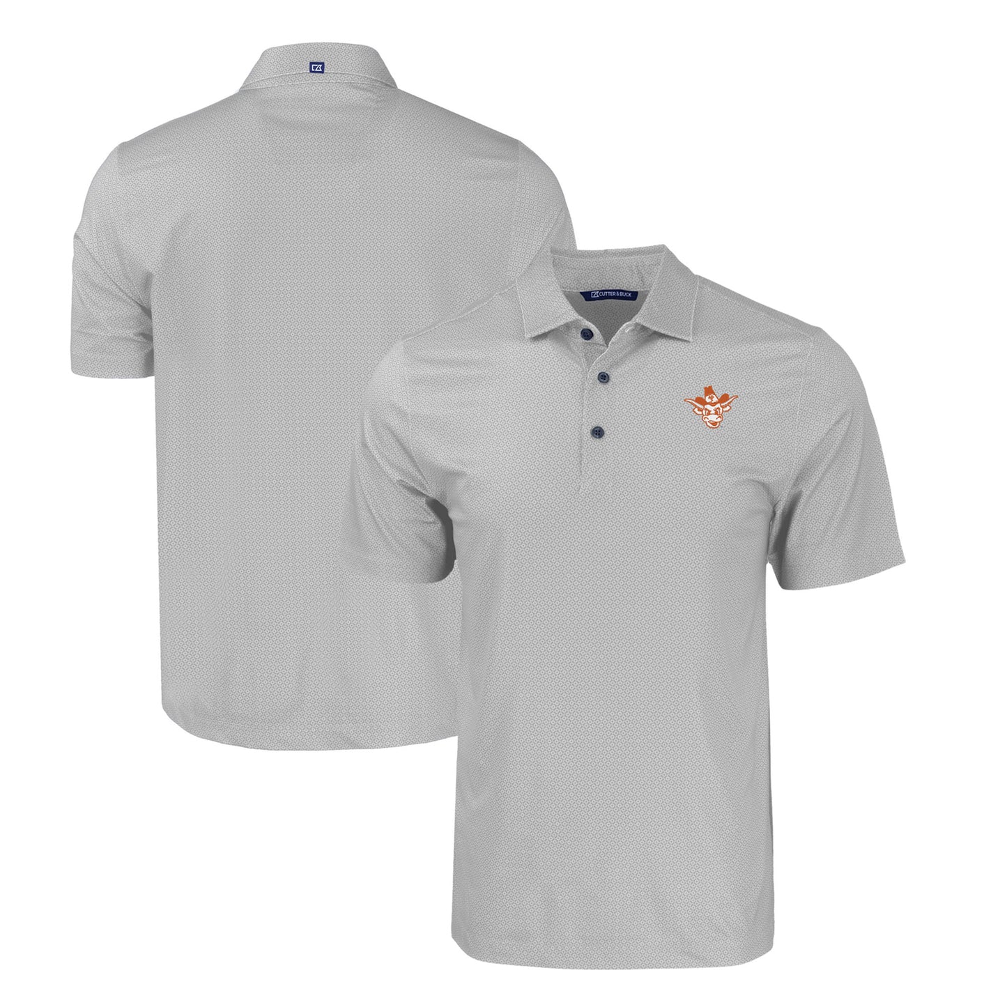 Men's Cutter & Buck Gray Texas Longhorns Big & Tall Pike Eco Tonal Geo Print Stretch Recycled Polo