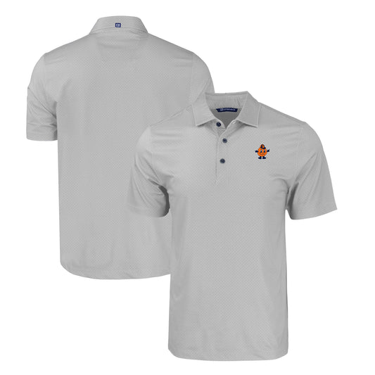 Men's Cutter & Buck Gray Syracuse Orange Big & Tall Pike Eco Tonal Geo Print Stretch Recycled Polo