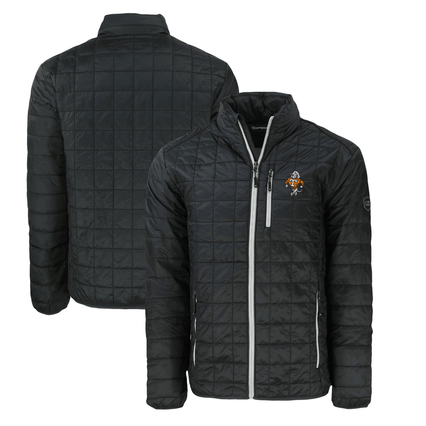 Men's Cutter & Buck Black Tennessee Volunteers Big & Tall Rainier PrimaLoft Eco Insulated Full-Zip Puffer Jacket