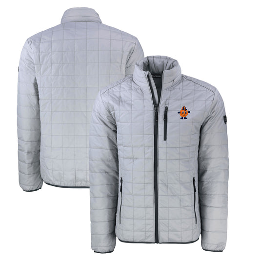 Men's Cutter & Buck Gray Syracuse Orange Big & Tall Rainier PrimaLoft Eco Insulated Full-Zip Puffer Jacket