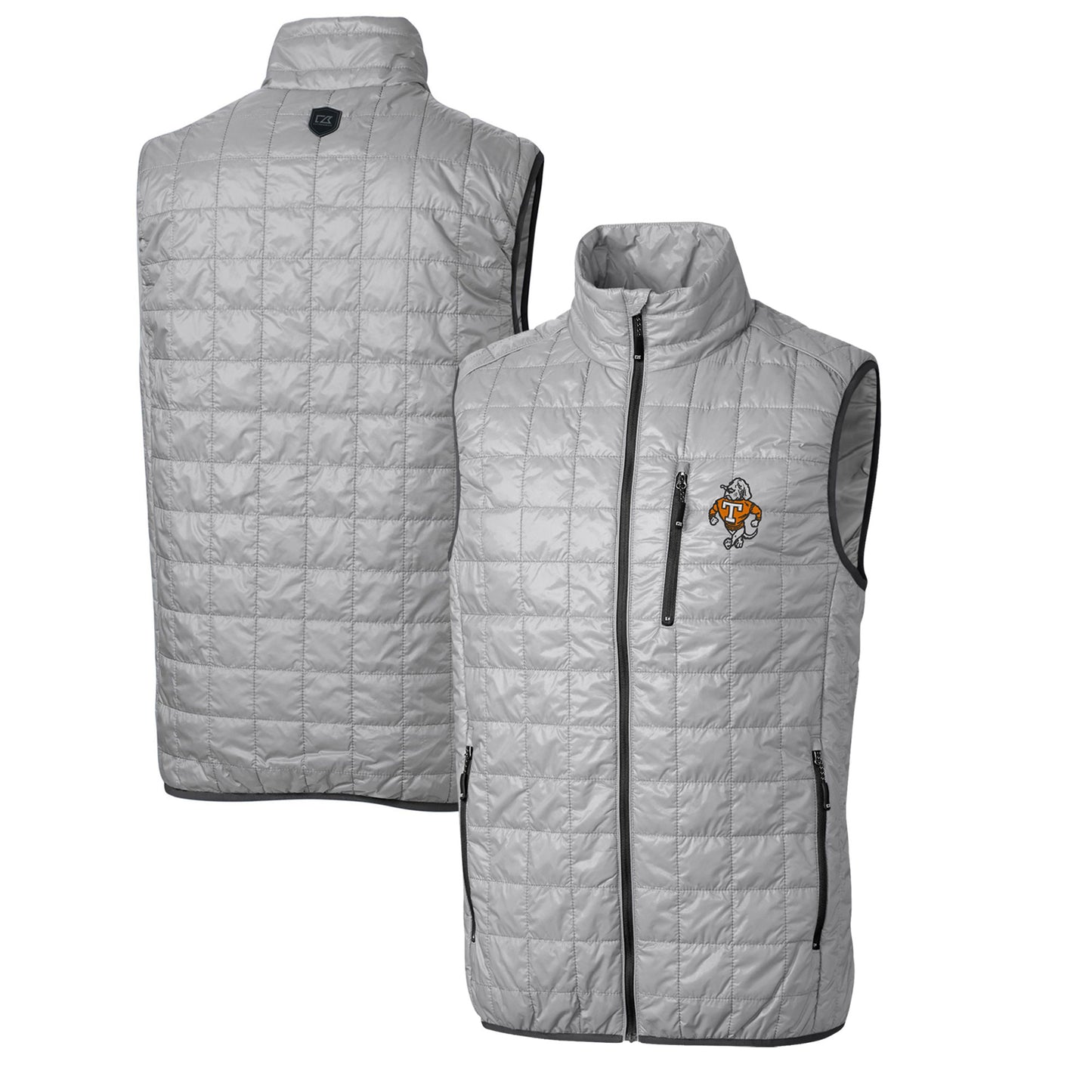 Men's Cutter & Buck Gray Tennessee Volunteers Rainier PrimaLoft Big & Tall Eco Insulated Full-Zip Puffer Vest
