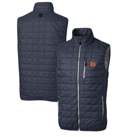 Men's Cutter & Buck Charcoal Syracuse Orange Rainier PrimaLoft Big & Tall Eco Insulated Full-Zip Puffer Vest