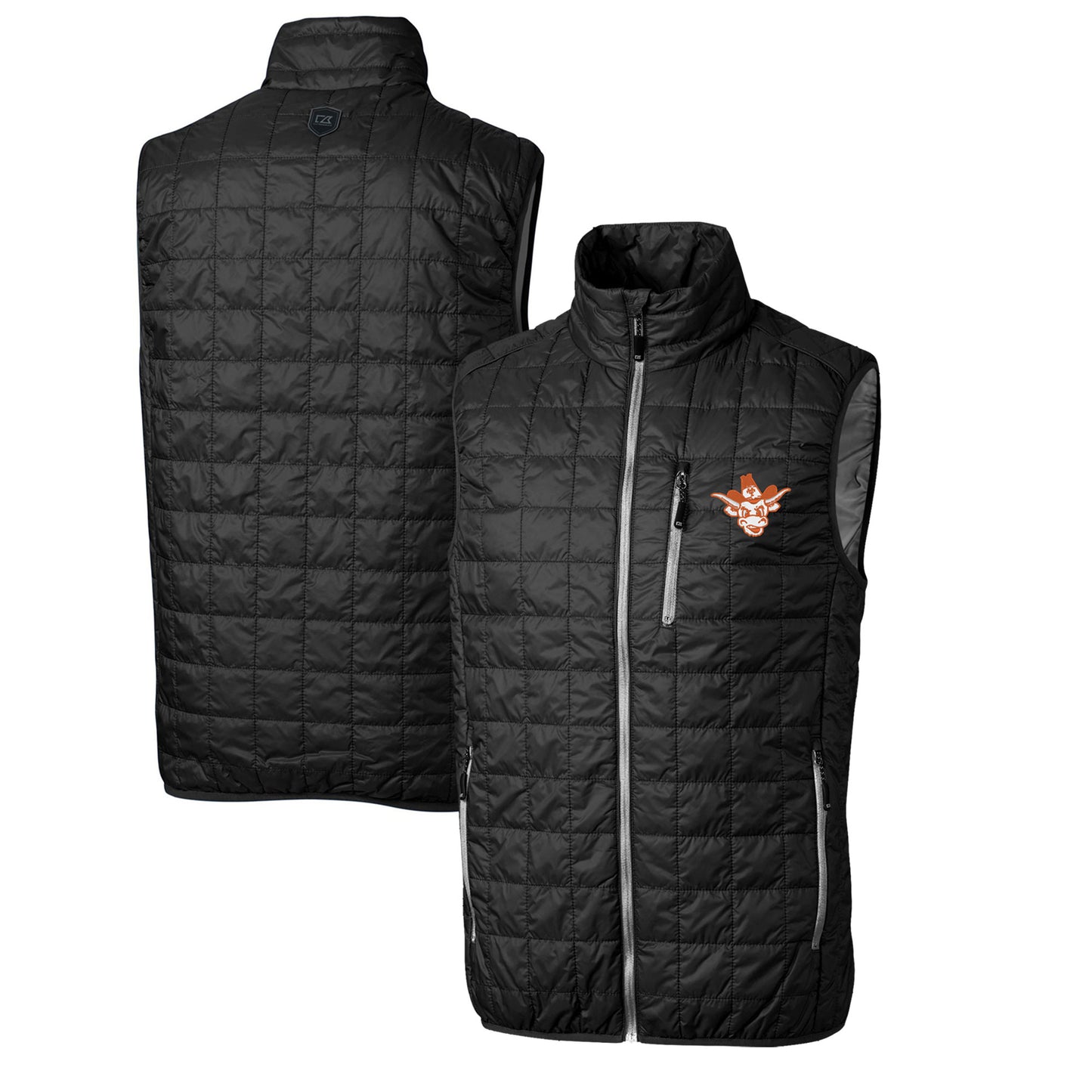 Men's Cutter & Buck Black Texas Longhorns Rainier PrimaLoft Big & Tall Eco Insulated Full-Zip Puffer Vest