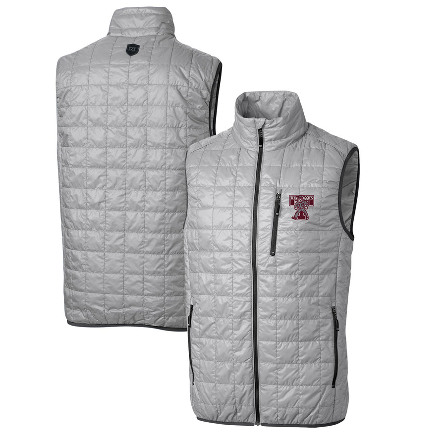 Men's Cutter & Buck Gray Texas A&M Aggies Rainier PrimaLoft Big & Tall Eco Insulated Full-Zip Puffer Vest