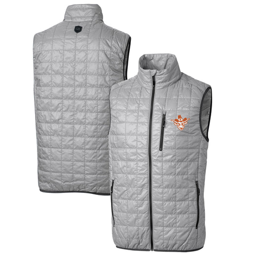 Men's Cutter & Buck Gray Texas Longhorns Rainier PrimaLoft Big & Tall Eco Insulated Full-Zip Puffer Vest