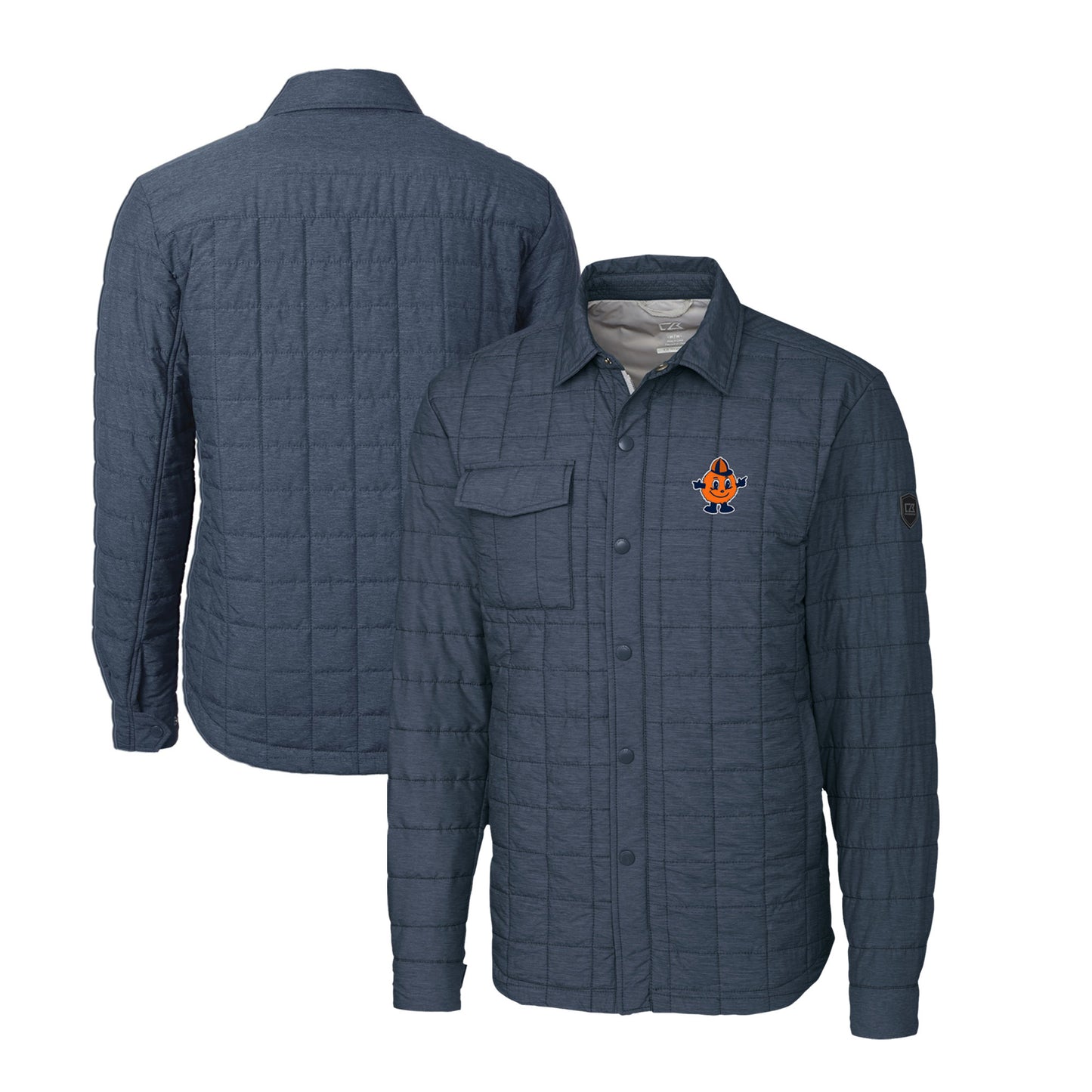 Men's Cutter & Buck Charcoal Syracuse Orange Big & Tall Rainier PrimaLoft Eco Insulated Quilted Full-Zip Shacket