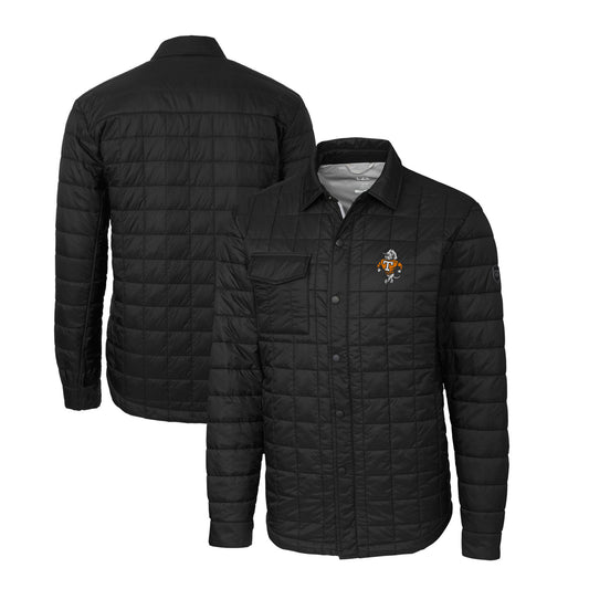 Men's Cutter & Buck Black Tennessee Volunteers Big & Tall Rainier PrimaLoft Eco Insulated Quilted Full-Zip Shacket