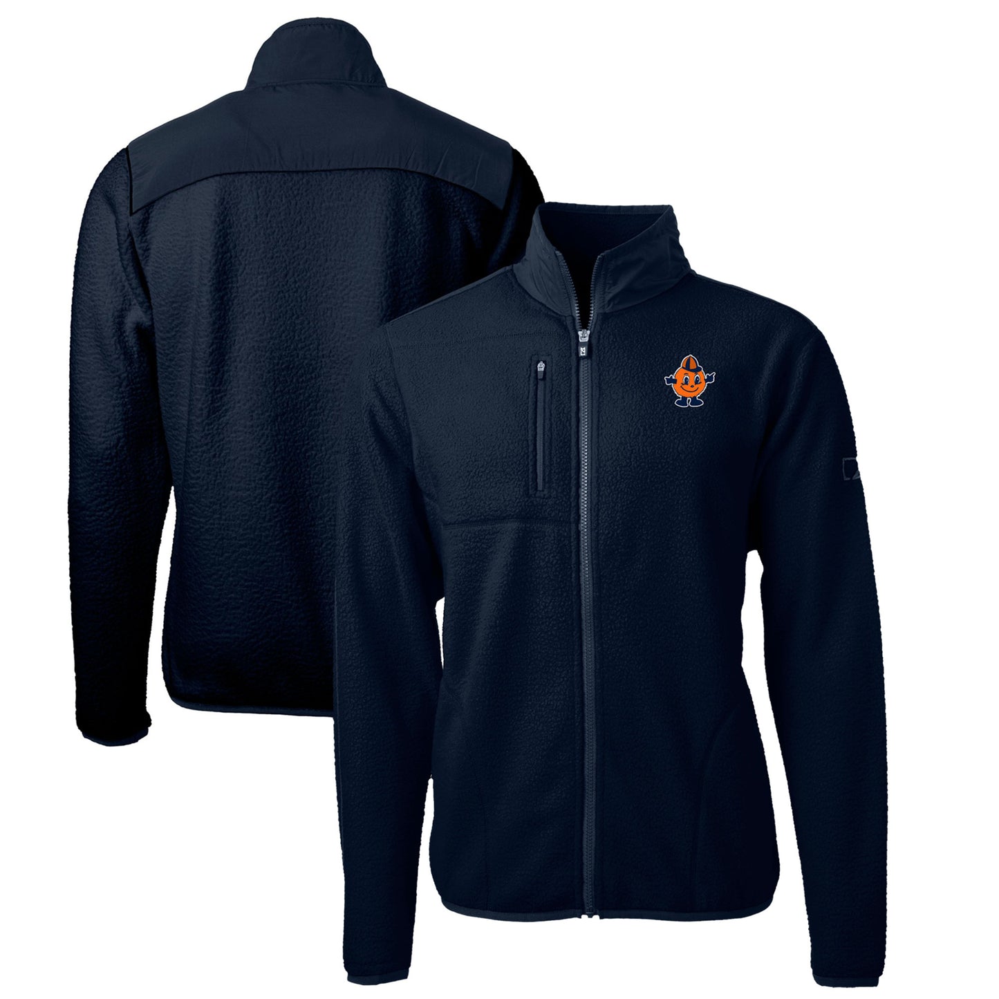 Men's Cutter & Buck Navy Syracuse Orange Big & Tall Cascade Eco Sherpa Fleece Full-Zip Jacket