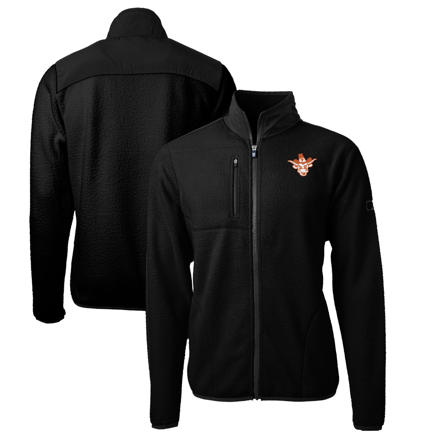 Men's Cutter & Buck Black Texas Longhorns Big & Tall Cascade Eco Sherpa Fleece Full-Zip Jacket