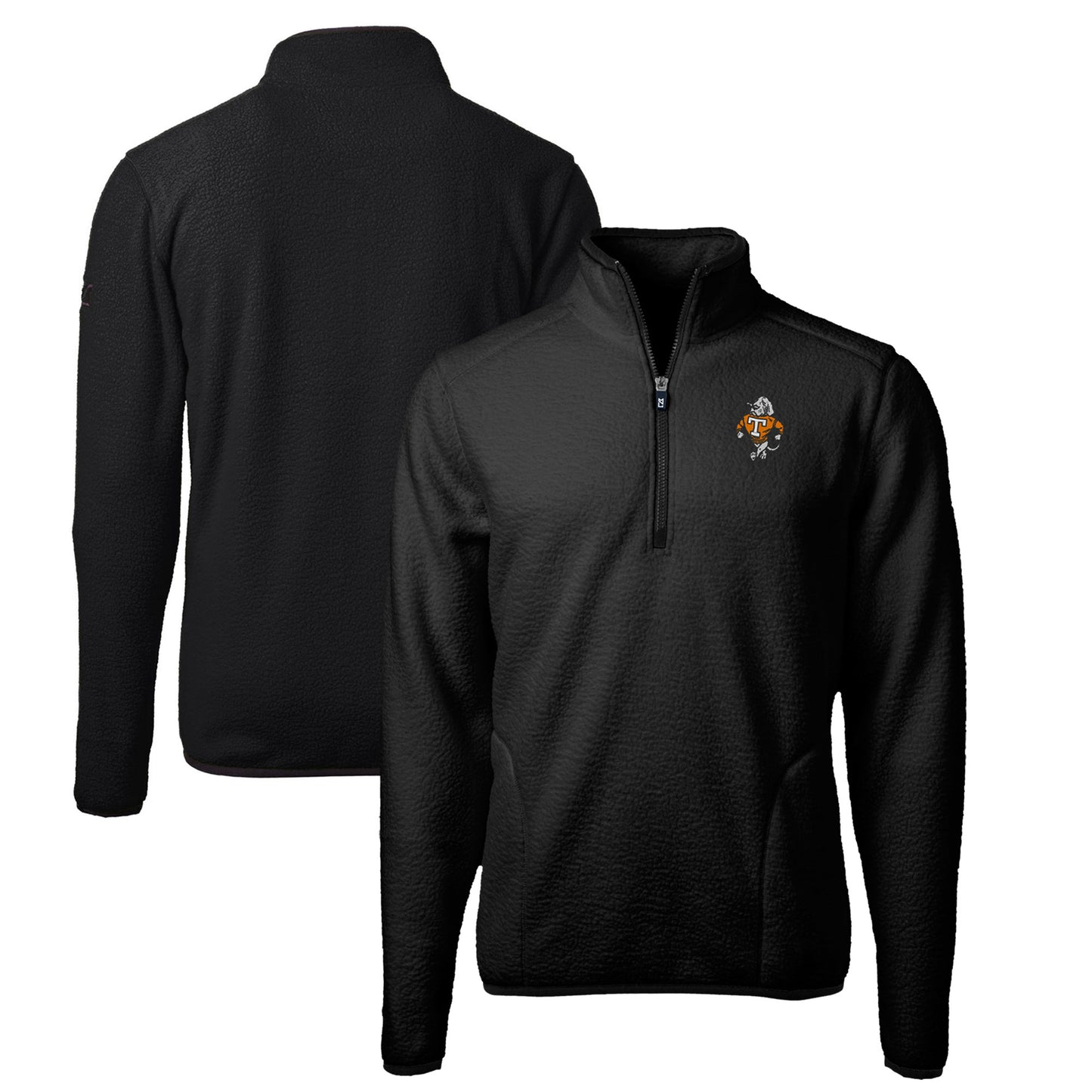 Men's Cutter & Buck Black Tennessee Volunteers Big & Tall Cascade Eco Sherpa Fleece Quarter-Zip Jacket
