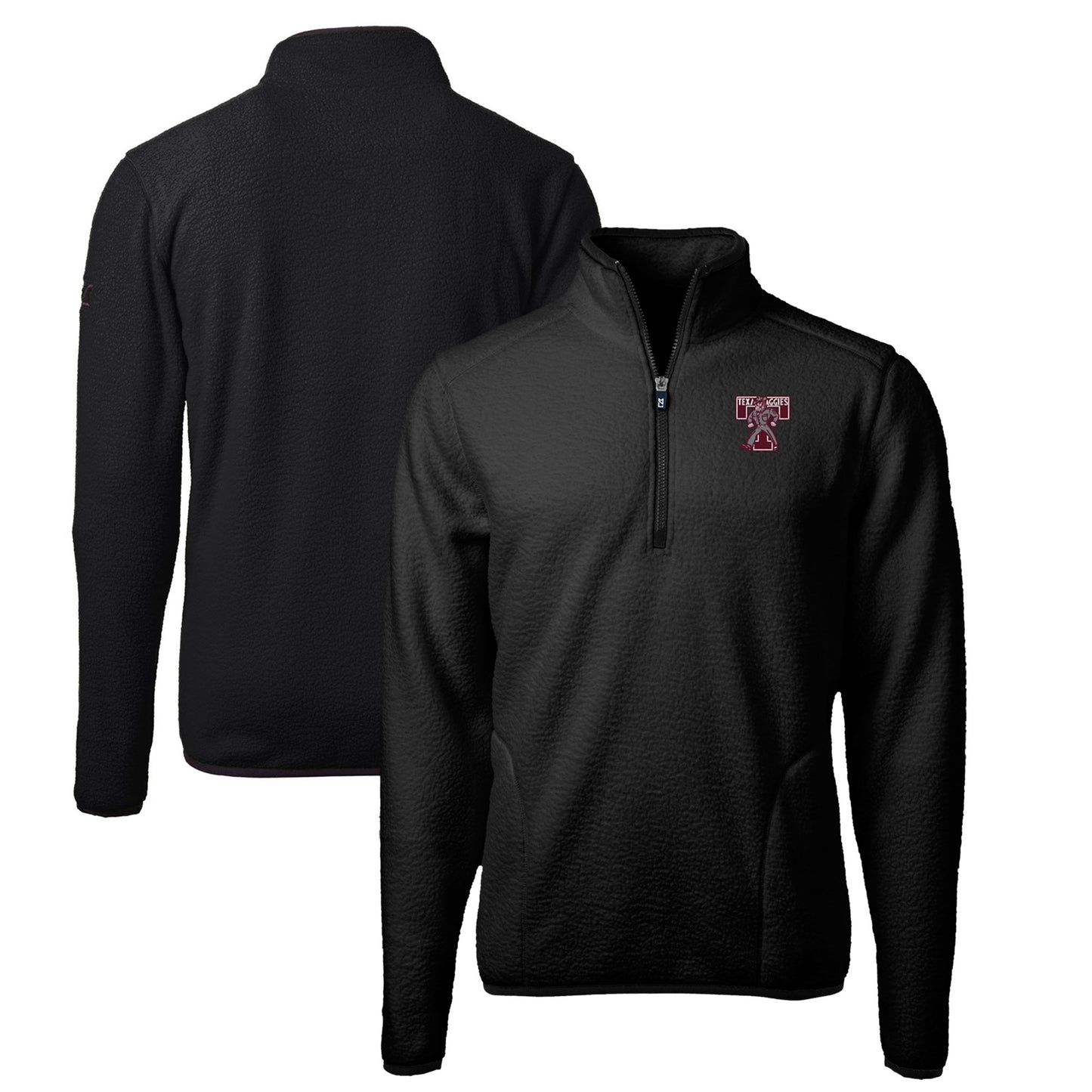 Men's Cutter & Buck Black Texas A&M Aggies Big & Tall Cascade Eco Sherpa Fleece Quarter-Zip Jacket