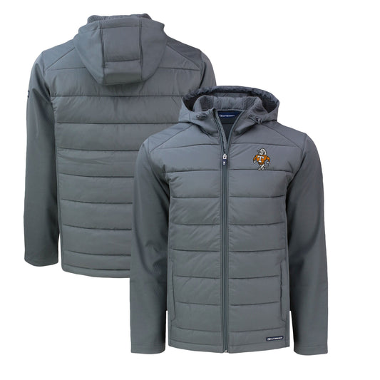 Men's Cutter & Buck Gray Tennessee Volunteers Big & Tall Evoke Hybrid Eco Softshell Recycled Full-Zip Hooded PrimaLoft Jacket