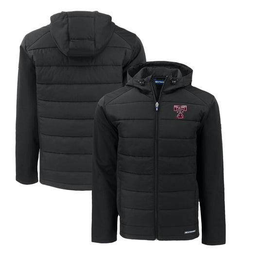 Men's Cutter & Buck Black Texas A&M Aggies Big & Tall Evoke Hybrid Eco Softshell Recycled Full-Zip Hooded PrimaLoft Jacket