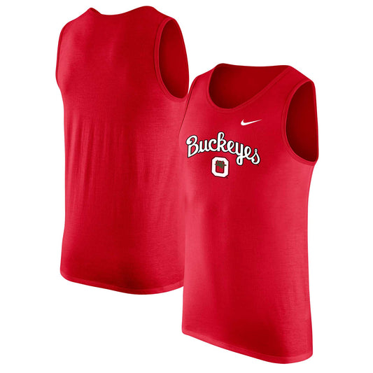 Men's Nike Scarlet Ohio State Buckeyes Vintage Logo Performance Tank Top