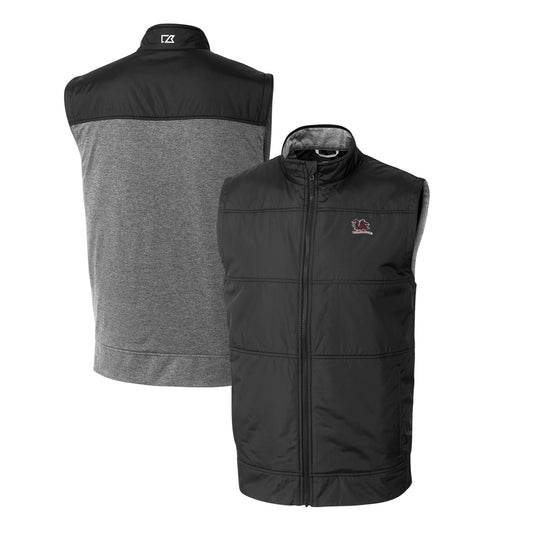 Men's Cutter & Buck Black South Carolina Gamecocks Big & Tall Stealth Hybrid Quilted Full-Zip DryTec Windbreaker Vest