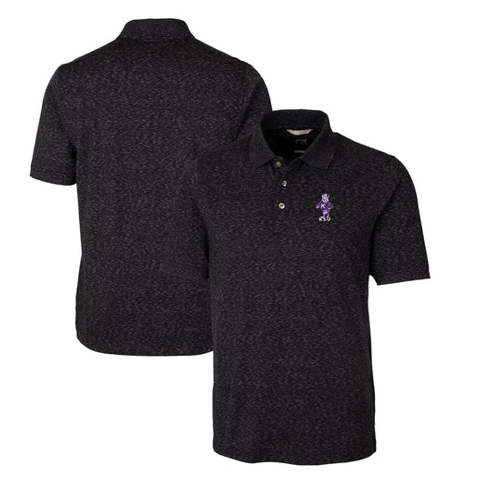 Men's Cutter & Buck Black Kansas State Wildcats Big & Tall Advantage Tri-Blend Space Dye DryTec Polo