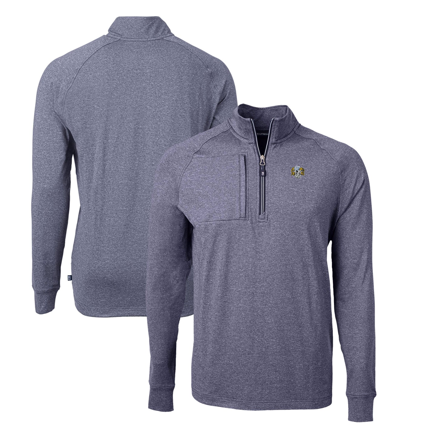 Men's Cutter & Buck Heather Navy North Carolina Tar Heels Big & Tall Adapt Eco Knit Heather Quarter-Zip Top