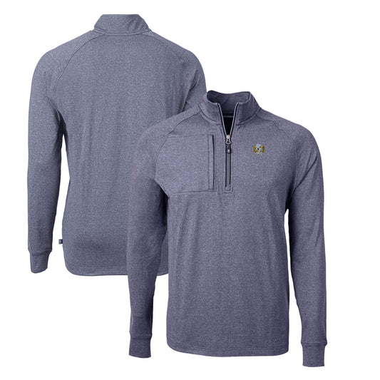 Men's Cutter & Buck Heather Navy North Carolina Tar Heels Big & Tall Adapt Eco Knit Heather Quarter-Zip Top