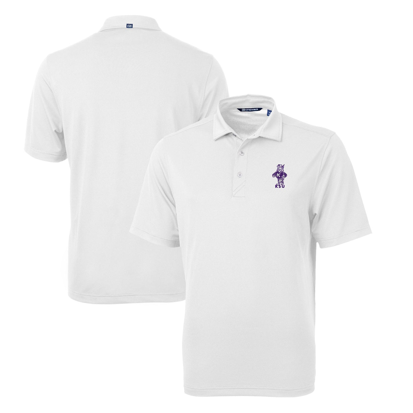 Men's Cutter & Buck White Kansas State Wildcats Big & Tall Virtue Eco Pique Recycled DryTec Polo