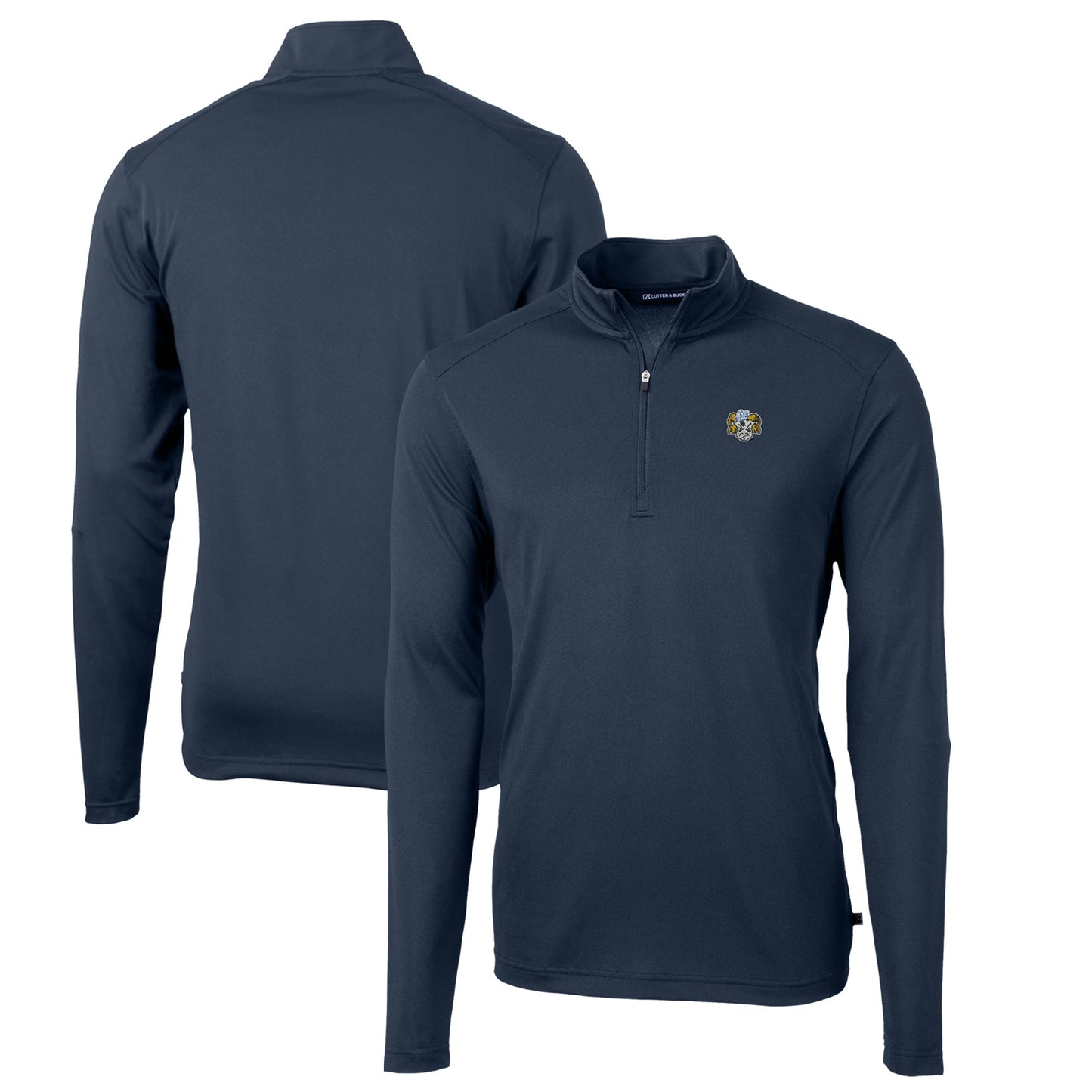 Men's Cutter & Buck Navy North Carolina Tar Heels Big & Tall Virtue Eco Pique Recycled Quarter-Zip DryTec Top