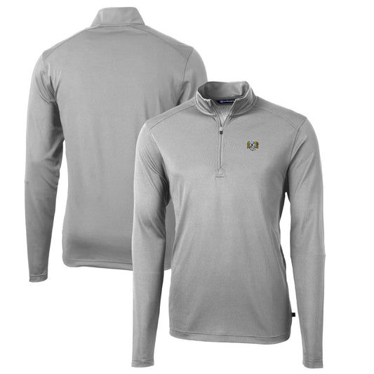 Men's Cutter & Buck Gray North Carolina Tar Heels Big & Tall Virtue Eco Pique Recycled Quarter-Zip DryTec Top