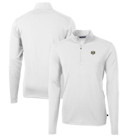 Men's Cutter & Buck White North Carolina Tar Heels Big & Tall Virtue Eco Pique Recycled Quarter-Zip DryTec Top