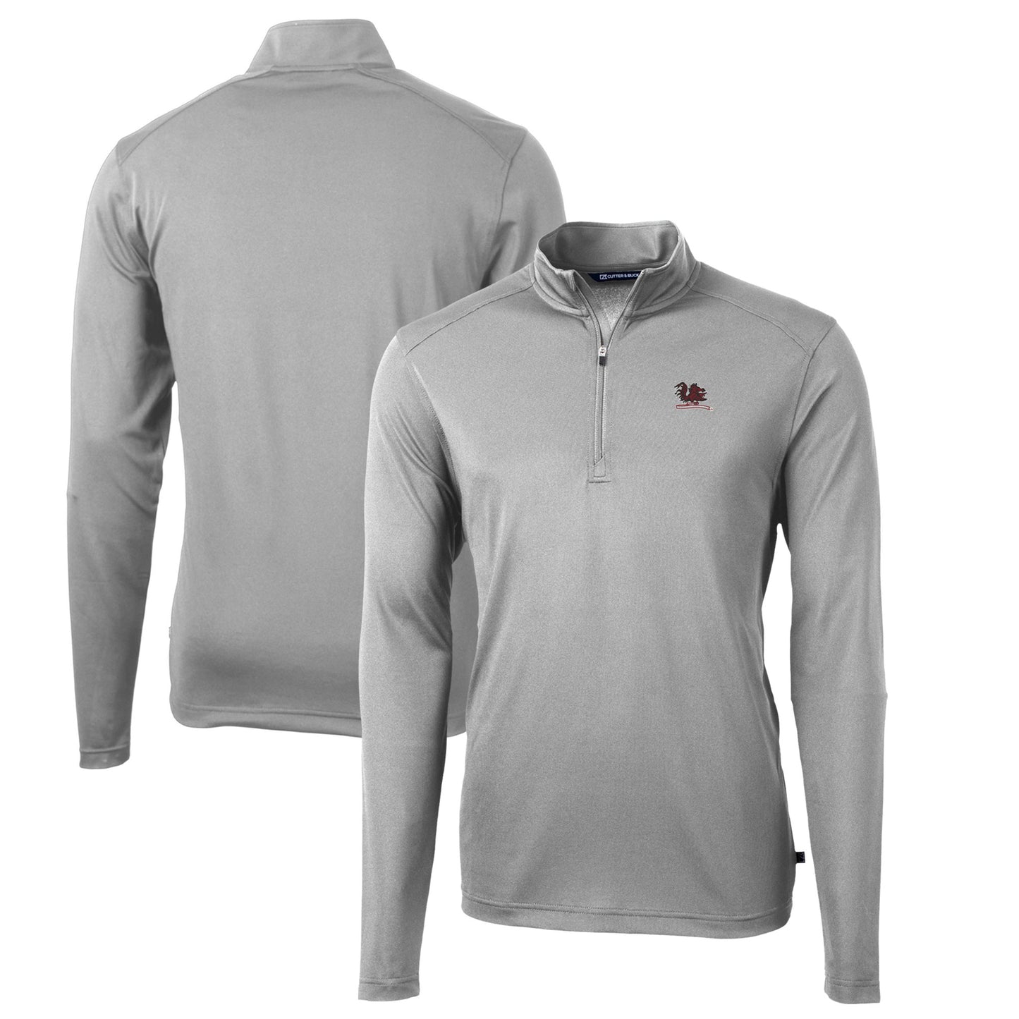 Men's Cutter & Buck Gray South Carolina Gamecocks Big & Tall Virtue Eco Pique Recycled Quarter-Zip DryTec Top