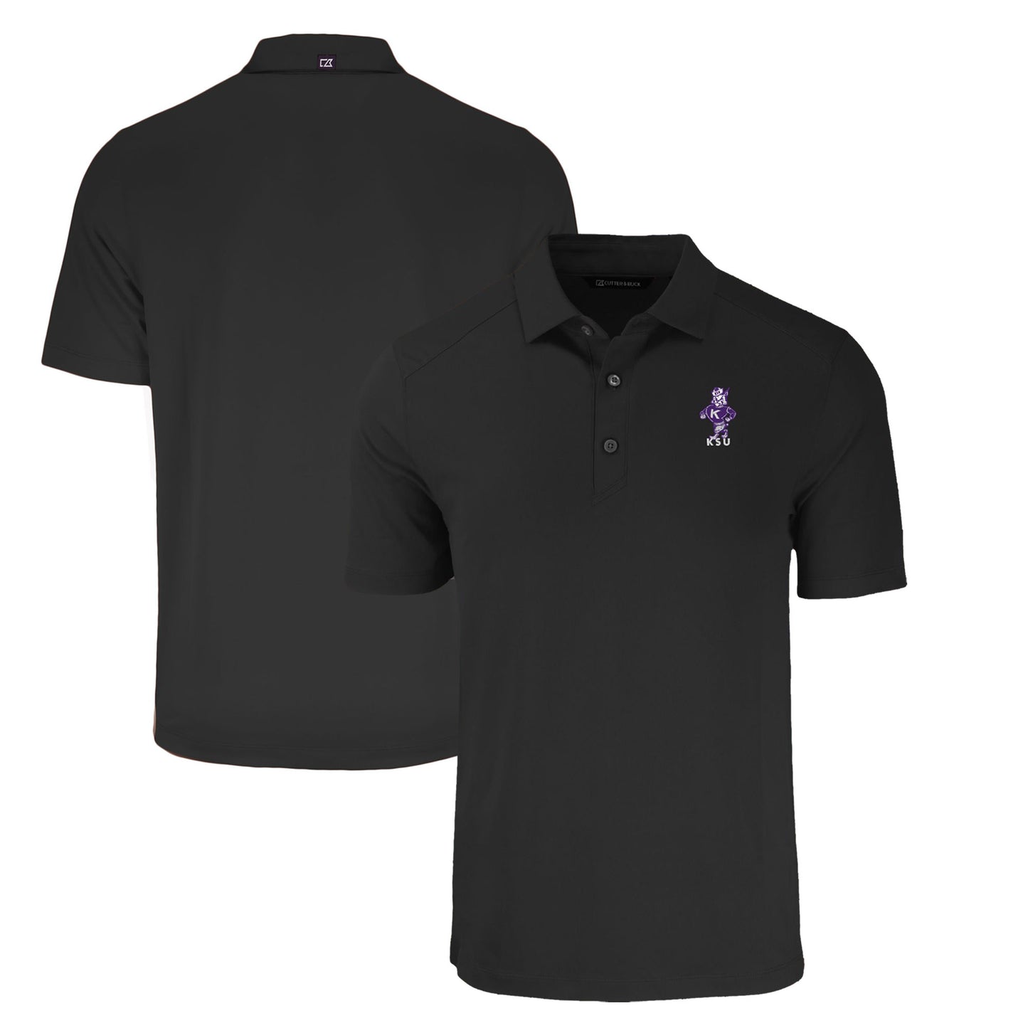 Men's Cutter & Buck Black Kansas State Wildcats Big & Tall Forge Eco Stretch Recycled Polo