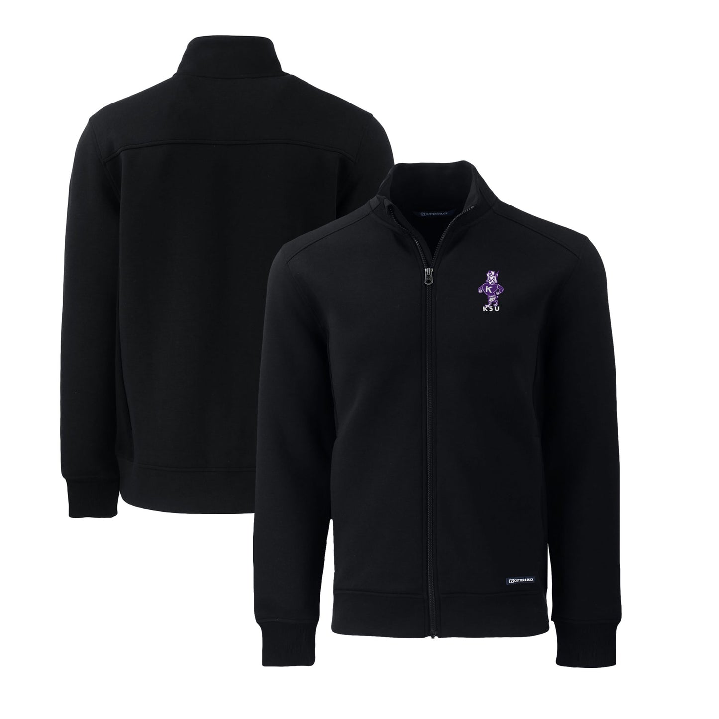 Men's Cutter & Buck Black Kansas State Wildcats Big & Tall Roam Eco Recycled Full-Zip Jacket