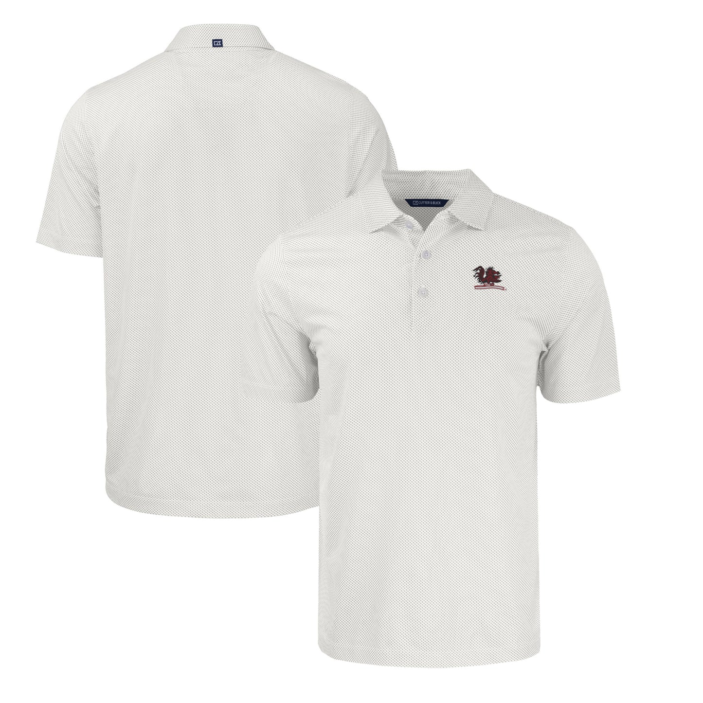 Men's Cutter & Buck White South Carolina Gamecocks Big & Tall Pike Eco Symmetry Print Stretch Recycled Polo