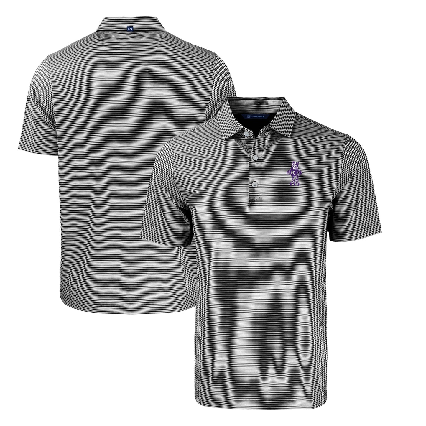 Men's Cutter & Buck Black Kansas State Wildcats Big & Tall Forge Eco Double Stripe Stretch Recycled Polo