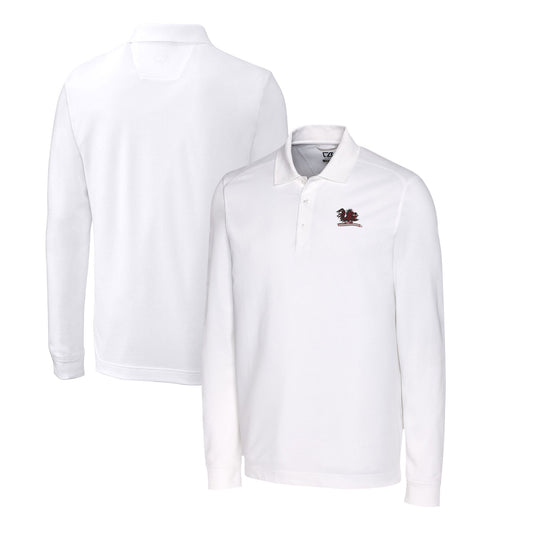 Men's Cutter & Buck White South Carolina Gamecocks Big & Tall Tri-Blend Pique Long Sleeve DryTec Polo