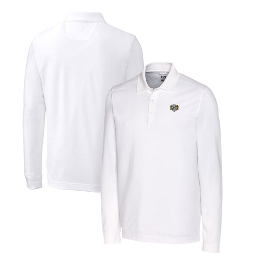 Men's Cutter & Buck White North Carolina Tar Heels Big & Tall Tri-Blend Pique Long Sleeve DryTec Polo