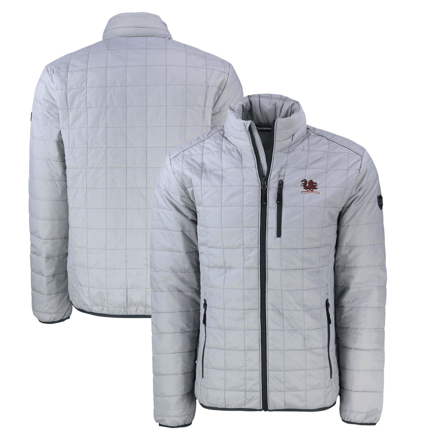 Men's Cutter & Buck Gray South Carolina Gamecocks Big & Tall Rainier PrimaLoft Eco Insulated Full-Zip Puffer Jacket