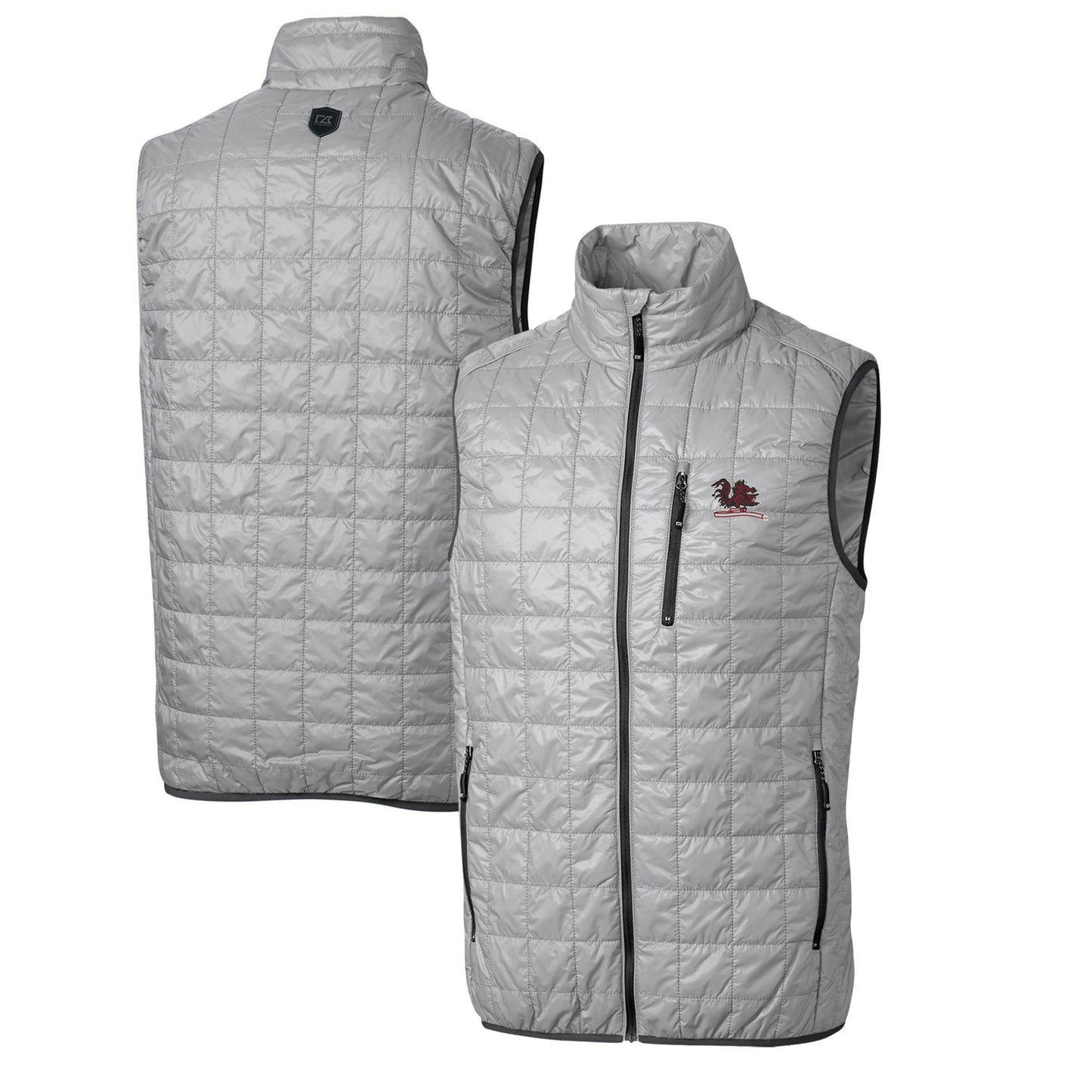 Men's Cutter & Buck Gray South Carolina Gamecocks Rainier PrimaLoft Big & Tall Eco Insulated Full-Zip Puffer Vest