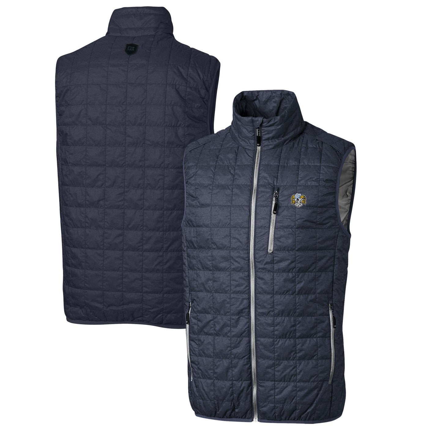 Men's Cutter & Buck Charcoal North Carolina Tar Heels Rainier PrimaLoft Big & Tall Eco Insulated Full-Zip Puffer Vest