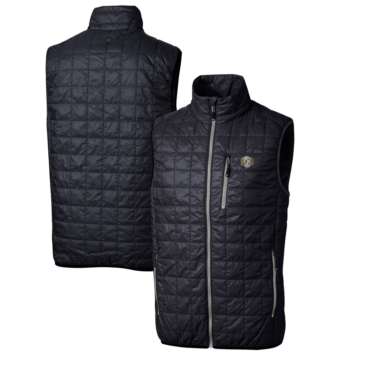 Men's Cutter & Buck Navy North Carolina Tar Heels Rainier PrimaLoft Big & Tall Eco Insulated Full-Zip Puffer Vest
