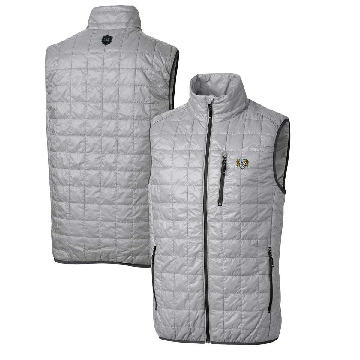Men's Cutter & Buck Gray North Carolina Tar Heels Rainier PrimaLoft Big & Tall Eco Insulated Full-Zip Puffer Vest
