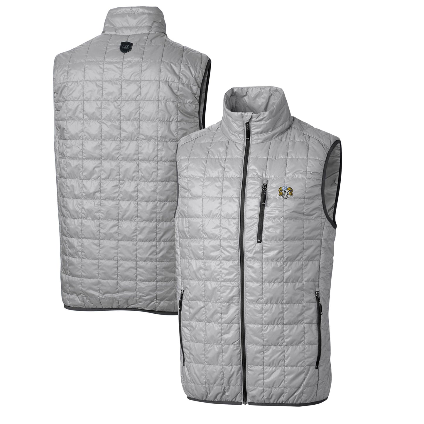 Men's Cutter & Buck Gray North Carolina Tar Heels Rainier PrimaLoft Big & Tall Eco Insulated Full-Zip Puffer Vest