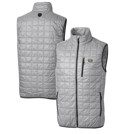 Men's Cutter & Buck Gray North Carolina Tar Heels Rainier PrimaLoft Big & Tall Eco Insulated Full-Zip Puffer Vest