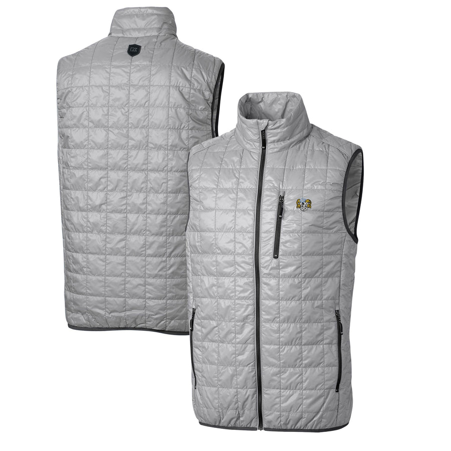 Men's Cutter & Buck Gray North Carolina Tar Heels Rainier PrimaLoft Big & Tall Eco Insulated Full-Zip Puffer Vest