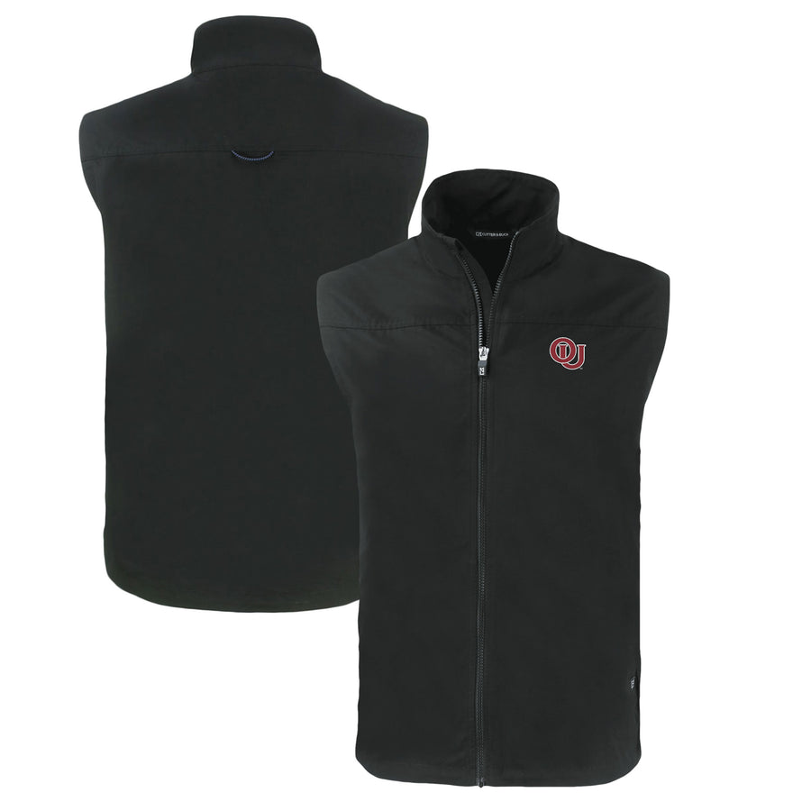 Men's Cutter & Buck Black Oklahoma Sooners Big & Tall Charter Eco Full-Zip Vest