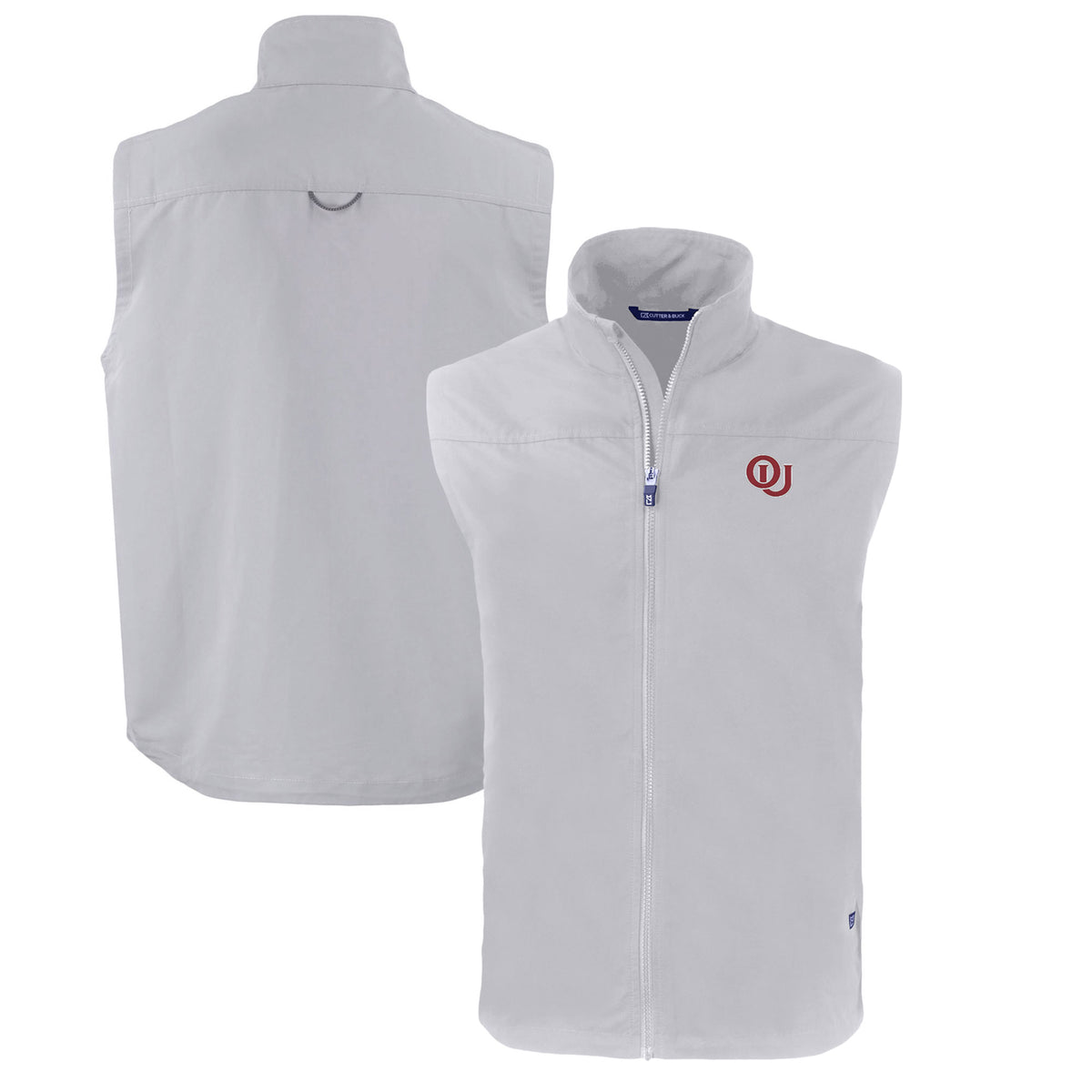 Men's Cutter & Buck Gray Oklahoma Sooners Big & Tall Charter Eco Full-Zip Vest