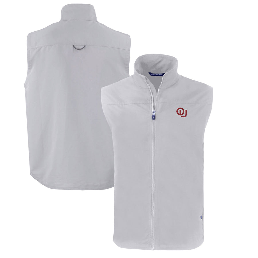 Men's Cutter & Buck Gray Oklahoma Sooners Big & Tall Charter Eco Full-Zip Vest