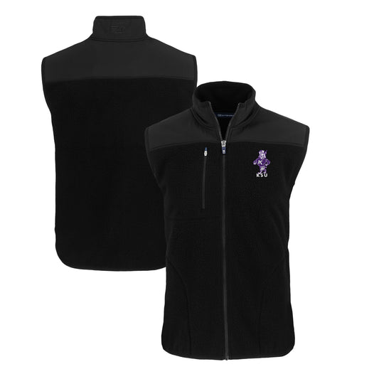 Men's Cutter & Buck Black Kansas State Wildcats Big & Tall Cascade Eco Sherpa Fleece Full-Zip Vest