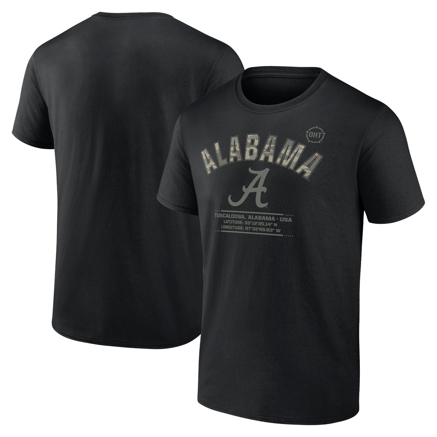 Men's Black Alabama Crimson Tide OHT Military Appreciation Stencil Stacked T-Shirt