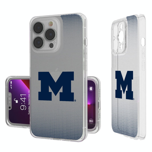 Michigan Wolverines Linen Logo iPhone Clear Case