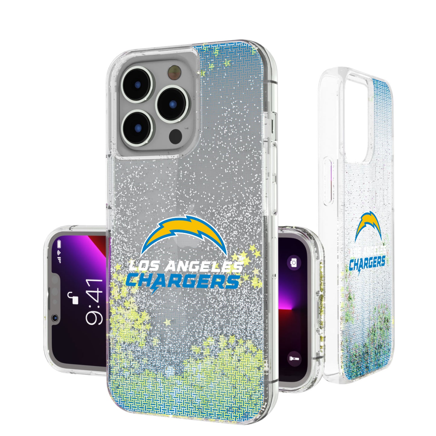 Los Angeles Chargers Linen Logo iPhone Glitter Case