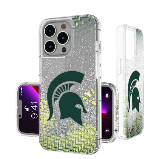 Michigan State Spartans Linen Logo iPhone Glitter Case